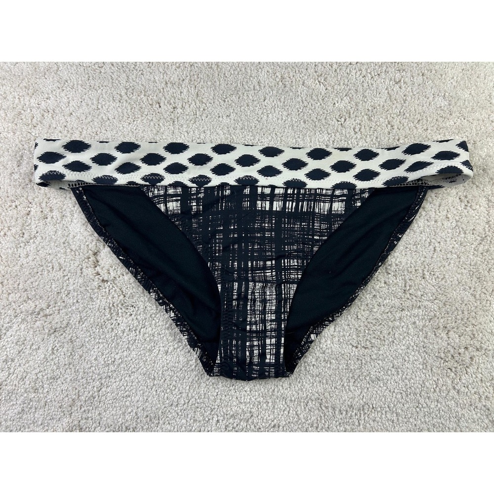 Old Navy Bikini Bottom Womens Small Black White Dot Foldover Waist‎ Swim Retro